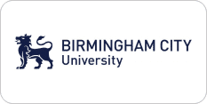 Logo of Birmingham City University featuring a stylized lion on the left and the university name on the right.