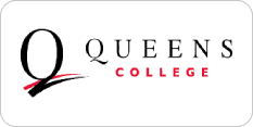 Queens College logo with a large "Q" followed by the words "Queens College" in black and red text.