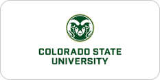 Colorado State University logo featuring a stylized ram's head in green and white above the text "Colorado State University.